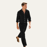 The Birmingham Men’s Linen Shirt & Drawstring Pants Set – Summer Beach Outfit