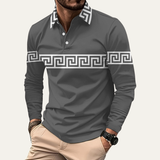 The Ortisei Men’s Greek Key Print Casual Slim Fit Polo Shirt