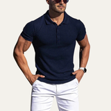 The Roma Men’s Stretch Ribbed Casual Polo Shirt