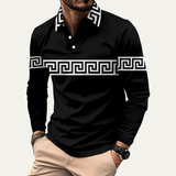 The Ortisei Men’s Greek Key Print Casual Slim Fit Polo Shirt