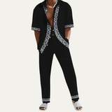 The Cortona Men’s Lightweight Striped 2 Piece Outfit Set – Shirt and Pants