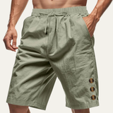 The Ashbury Men’s Casual Button Detail Drawstring Summer Shorts