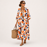Layla Geometric Orange Caftan